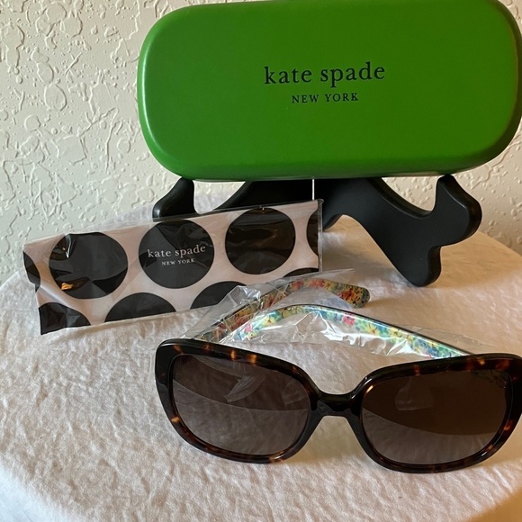Kate Spade: Wilhelmina Brown Tortoise Sunglasses- Floral display picture 2